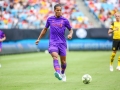 July 22, 2018: Liverpool defender Virgil van Dijk (4) works to clear the ball from his zone during International Champions Cup action between the Liverpool FC vs Borussia Dortmund in Charlotte, NC. Jonathan Huff/CSM