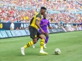 July 22, 2018: Borussia Dortmund defender Dan-Axel Zagadou (2) works to clear the ball out of his zone during International Champions Cup action between the Liverpool FC vs Borussia Dortmund in Charlotte, NC. Jonathan Huff/CSM