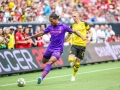 July 22, 2018: Liverpool defender Virgil van Dijk (4) works to clear the ball from his zone during International Champions Cup action between the Liverpool FC vs Borussia Dortmund in Charlotte, NC. Jonathan Huff/CSM