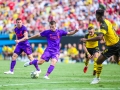 July 22, 2018: Liverpool forward Ben Woodburn (58) misses a shot on goal during International Champions Cup action between the Liverpool FC vs Borussia Dortmund in Charlotte, NC. Jonathan Huff/CSM