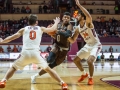 November 16, 2019: Lehigh Mountain Hawks forward Jakob Alamudun (0) splits Virginia Tech Hokies defenders during NCAA basketball action between the Lehigh University Mountain Hawks and the Virginia Tech Hokies at Cassell Coliseum Blacksburg, VA.  Jonathan Huff/CSM