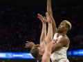 December  29, 2019: Virginia Cavaliers forward Mamadi Diakite (25) shoots over Navy Midshipmen center Evan Wieck (40) during NCAA basketball action between the Navy Midshipmen and the Virginia Cavaliers at John Paul Jones Arena Charlottesville, VA. Jonathan Huff/CSM