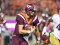 October 6, 2018: Virginia Tech Hokies quarterback Ryan Willis (5) tries to break out of the Virginia Tech backfield during NCAA football action between the Notre Dame Fighting Irish and the Virginia Tech Hokies at Lane Stadium in Blacksburg, VA. Jonathan Huff/CSM