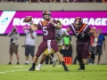 October 6, 2018: Virginia Tech Hokies quarterback Ryan Willis (5) looks for a receiver down field during NCAA football action between the Notre Dame Fighting Irish and the Virginia Tech Hokies at Lane Stadium in Blacksburg, VA. Jonathan Huff/CSM
