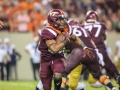 October 6, 2018: Virginia Tech Hokies running back Deshawn McClease (33) tries to breakout of the Virginia Tech backfield during NCAA football action between the Notre Dame Fighting Irish and the Virginia Tech Hokies at Lane Stadium in Blacksburg, VA. Jonathan Huff/CSM