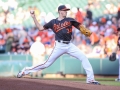 June 15, 2018: Baltimore Orioles starting pitcher Kevin Gausman (34) delivers a pitch during MLB action between the Miami Marlins and the Baltimore Orioles at Camden Yards in Baltimore, MD. Jonathan Huff/CSM