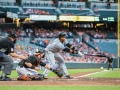 June 15, 2018: Miami Marlins second baseman Starlin Castro (13) hits a ground ball during MLB action between the Miami Marlins and the Baltimore Orioles at Camden Yards in Baltimore, MD. Jonathan Huff/CSM