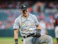 June 15, 2018: Miami Marlins left fielder Derek Dietrich (32) looks at the ball after making a diving play on a foul ball during MLB action between the Miami Marlins and the Baltimore Orioles at Camden Yards in Baltimore, MD. Jonathan Huff/CSM
