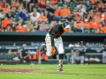 June 15, 2018: Baltimore Orioles center fielder Adam Jones (10) tries to run out a ground ball during MLB action between the Miami Marlins and the Baltimore Orioles at Camden Yards in Baltimore, MD. Jonathan Huff/CSM