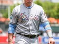 June 17, 2018: Miami Marlins first baseman Justin Bour (41) walks to the dugout before the start of MLB action between the Miami Marlins and the Baltimore Orioles at Camden Yards in Baltimore, MD. Orioles defeat the Marlins 10 - 4. Jonathan Huff/CSM