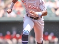 June 17, 2018: Miami Marlins left fielder Cameron Maybin (1) steals third base during MLB action between the Miami Marlins and the Baltimore Orioles at Camden Yards in Baltimore, MD. Orioles defeat the Marlins 10 - 4. Jonathan Huff/CSM