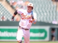 June 17, 2018: Baltimore Orioles right fielder Craig Gentry (14) runs to advance to third base during MLB action between the Miami Marlins and the Baltimore Orioles at Camden Yards in Baltimore, MD. Orioles defeat the Marlins 10 - 4. Jonathan Huff/CSM