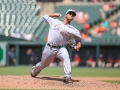 June 17, 2018: Miami Marlins relief pitcher Merandy Gonzalez (77) delivers a pitch in the fourth inning during MLB action between the Miami Marlins and the Baltimore Orioles at Camden Yards in Baltimore, MD. Orioles defeat the Marlins 10 - 4.  Jonathan Huff/CSM