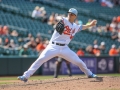 June 17, 2018: Baltimore Orioles relief pitcher Tanner Scott (66) delivers a pitch in the eighth inning during MLB action between the Miami Marlins and the Baltimore Orioles at Camden Yards in Baltimore, MD. Orioles defeat the Marlins 10 - 4.  Jonathan Huff/CSM