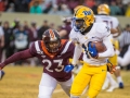 November 23, 2019: Pittsburgh Panthers wide receiver Shocky Jacques-Louis (18) tries to break free of Virginia Tech defenders during NCAA football action between the Pitt Panthers and the Virginia Tech Hokies at Lane Stadium in Blacksburg, VA. Jonathan Huff/CSM