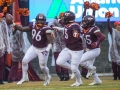 November 23, 2019: Virginia Tech Hokies defensive lineman Norell Pollard (96) celebrates a defensive touchdown during NCAA football action between the Pitt Panthers and the Virginia Tech Hokies at Lane Stadium in Blacksburg, VA. Jonathan Huff/CSM