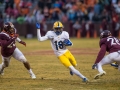 November 23, 2019: Pittsburgh Panthers wide receiver Shocky Jacques-Louis (18) tries to break past Virginia Tech defenders during NCAA football action between the Pitt Panthers and the Virginia Tech Hokies at Lane Stadium in Blacksburg, VA. Jonathan Huff/CSM