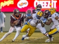 November 23, 2019: Virginia Tech Hokies quarterback Hendon Hooker (2) is forced to scramble during NCAA football action between the Pitt Panthers and the Virginia Tech Hokies at Lane Stadium in Blacksburg, VA. Jonathan Huff/CSM