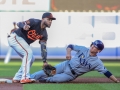 July 12, 2019: Baltimore Orioles second baseman Hanser Alberto (57) attempts to tag Tampa Bay Rays second baseman Joey Wendle (18) out at second base during MLB action between the Tampa Bay Rays and the Baltimore Orioles at Camden Yards in Baltimore, MD. Jonathan Huff/CSM