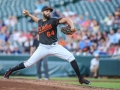 July 12, 2019: Baltimore Orioles starting pitcher Gabriel Ynoa (64) delivers a pitch during MLB action between the Tampa Bay Rays and the Baltimore Orioles at Camden Yards in Baltimore, MD. Jonathan Huff/CSM