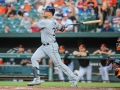 July 12, 2019: Tampa Bay Rays first baseman Nate Lowe (35) watches his home run clear the wall during MLB action between the Tampa Bay Rays and the Baltimore Orioles at Camden Yards in Baltimore, MD. Jonathan Huff/CSM