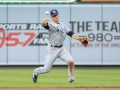 July 12, 2019: Tampa Bay Rays second baseman Joey Wendle (18) tries to throw a runner out at first during MLB action between the Tampa Bay Rays and the Baltimore Orioles at Camden Yards in Baltimore, MD. Jonathan Huff/CSM