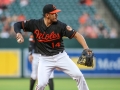 July 12, 2019: Baltimore Orioles third baseman Rio Ruiz (14) throws a Rays runner out at first during MLB action between the Tampa Bay Rays and the Baltimore Orioles at Camden Yards in Baltimore, MD. Jonathan Huff/CSM