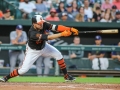 July 12, 2019: Baltimore Orioles first baseman Renato Nunez (39) watches his solo home run leave the park during MLB action between the Tampa Bay Rays and the Baltimore Orioles at Camden Yards in Baltimore, MD. Jonathan Huff/CSM
