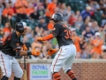July 12, 2019: Baltimore Orioles first baseman Renato Nunez (39) celebrates his solo home during MLB action between the Tampa Bay Rays and the Baltimore Orioles at Camden Yards in Baltimore, MD. Jonathan Huff/CSM