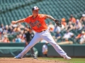 July 13, 2019: Baltimore Orioles starting pitcher Aaron Brooks (38) delivers a pitch in the first inning of the first game of a double header between the Tampa Bay Rays and the Baltimore Orioles at Camden Yards in Baltimore, MD. Jonathan Huff/CSM
