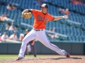 July 13, 2019: Baltimore Orioles relief pitcher Shawn Armstrong (43) delivers a pitch in the eighth inning during the first game of a double header between the Tampa Bay Rays and the Baltimore Orioles at Camden Yards in Baltimore, MD. Orioles defeat the Rays 2-1. Jonathan Huff/CSM
