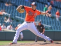 July 13, 2019: Baltimore Orioles relief pitcher Shawn Armstrong (43) delivers a pitch in the eighth inning during the first game of a double header between the Tampa Bay Rays and the Baltimore Orioles at Camden Yards in Baltimore, MD. Orioles defeat the Rays 2-1. Jonathan Huff/CSM
