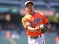 July 13, 2019: Baltimore Orioles shortstop Richie Martin (1) toss a third out ball to a fan during the first game of a double header between the Tampa Bay Rays and the Baltimore Orioles at Camden Yards in Baltimore, MD. Orioles defeat the Rays 2-1. Jonathan Huff/CSM