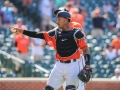 July 13, 2019: Baltimore Orioles catcher Pedro Severino (28) celebrates after catching the final out of the game of the first game of a double header between the Tampa Bay Rays and the Baltimore Orioles at Camden Yards in Baltimore, MD. Orioles defeat the Rays 2-1. Jonathan Huff/CSM