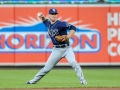 July 13, 2019: Tampa Bay Rays second baseman Joey Wendle (18) throws a runner out at first during the second game of a double header between the Tampa Bay Rays and the Baltimore Orioles at Camden Yards in Baltimore, MD. Jonathan Huff/CSM