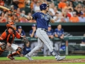 July 13, 2019: Tampa Bay Rays first baseman Nate Lowe (35) hits a two run home run in the six inn of the second game of a double header between the Tampa Bay Rays and the Baltimore Orioles at Camden Yards in Baltimore, MD. Jonathan Huff/CSM