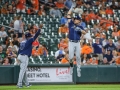 July 13, 2019: Tampa Bay Rays first baseman Nate Lowe (35) celebrates a two run home run in the six inn of the second game of a double header between the Tampa Bay Rays and the Baltimore Orioles at Camden Yards in Baltimore, MD. Jonathan Huff/CSM