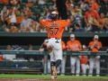 July 13, 2019: Baltimore Orioles second baseman Hanser Alberto (57) gets to celebrate his home run after the original call was overturned during the second game of a double header between the Tampa Bay Rays and the Baltimore Orioles at Camden Yards in Baltimore, MD. Jonathan Huff/CSM