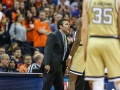 February 27, 2019: Georgia Tech head coach Josh Pastner shows his displeasure of a call during NCAA basketball action between the Georgia Tech Yellow Jackets and the Virginia Cavaliers at John Paul Jones Arena Charlottesville, VA. Jonathan Huff/CSM