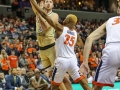 February 27, 2019: Georgia Tech Yellow Jackets forward Evan Cole (3) shoots over Virginia Cavaliers forward Mamadi Diakite (25) during NCAA basketball action between the Georgia Tech Yellow Jackets and the Virginia Cavaliers at John Paul Jones Arena Charlottesville, VA. Jonathan Huff/CSM