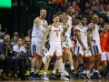 February 27, 2019: Members of the Virginia bench celebrates a Virginia Cavaliers guard Marco Anthony (24) dunk in the second half of NCAA basketball action between the Georgia Tech Yellow Jackets and the Virginia Cavaliers at John Paul Jones Arena Charlottesville, VA. Jonathan Huff/CSM