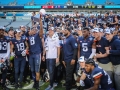 December 29, 2018: Virginia Cavaliers stop for a team photo after winning the Belk Bowl between the South Carolina Gamecocks and the Virginia Cavilers at Bank of America Stadium in Charlotte, NC. Jonathan Huff/CSM
