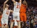 January 4, 2020: Virginia Tech Hokies guard Landers Nolley II (2) shoots over a pair of Virginia defenders during NCAA basketball action between the Virginia Tech Hokies and the Virginia Cavaliers at John Paul Jones Arena Charlottesville, VA. Jonathan Huff/CSM