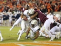 October 25, 2018: Georgia Tech Yellow Jackets quarterback Tobias Oliver (8) runs into the end zone during NCAA football action between the Georgia Tech Yellow Jackets and the Virginia Tech Hokies at Lane Stadium in Blacksburg, VA. Jonathan Huff/CSM