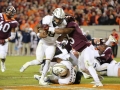 October 25, 2018: Georgia Tech Yellow Jackets quarterback Tobias Oliver (8) runs into the end zone during NCAA football action between the Georgia Tech Yellow Jackets and the Virginia Tech Hokies at Lane Stadium in Blacksburg, VA. Jonathan Huff/CSM