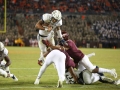 October 25, 2018: Georgia Tech Yellow Jackets quarterback Tobias Oliver (8) dives into the end zone during NCAA football action between the Georgia Tech Yellow Jackets and the Virginia Tech Hokies at Lane Stadium in Blacksburg, VA. Jonathan Huff/CSM