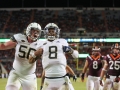 October 25, 2018: Georgia Tech Yellow Jackets quarterback Tobias Oliver (8) celebrates a touchdown in the first half during NCAA football action between the Georgia Tech Yellow Jackets and the Virginia Tech Hokies at Lane Stadium in Blacksburg, VA. Jonathan Huff/CSM