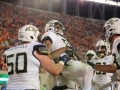 October 25, 2018: Georgia Tech Yellow Jackets quarterback Tobias Oliver (8) celebrates a touchdown in the first half during NCAA football action between the Georgia Tech Yellow Jackets and the Virginia Tech Hokies at Lane Stadium in Blacksburg, VA. Jonathan Huff/CSM