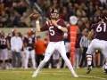 October 25, 2018: Virginia Tech Hokies quarterback Ryan Willis (5) drops back to pass during NCAA football action between the Georgia Tech Yellow Jackets and the Virginia Tech Hokies at Lane Stadium in Blacksburg, VA. Jonathan Huff/CSM