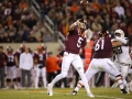 October 25, 2018: Virginia Tech Hokies quarterback Ryan Willis (5) drops back to pass during NCAA football action between the Georgia Tech Yellow Jackets and the Virginia Tech Hokies at Lane Stadium in Blacksburg, VA. Jonathan Huff/CSM